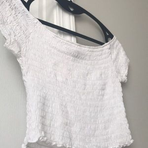 Scrunched White Cropped Tshirt